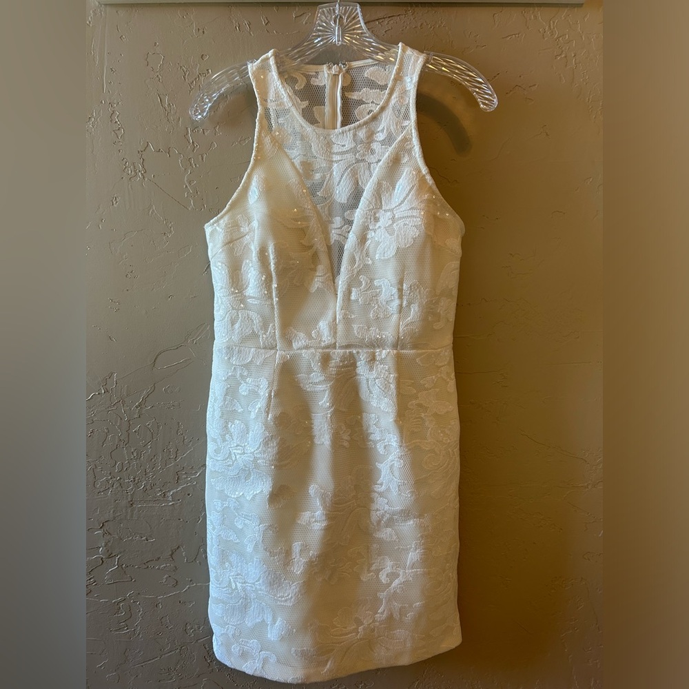 Macys. GB Gorgeous classic white sequined dress